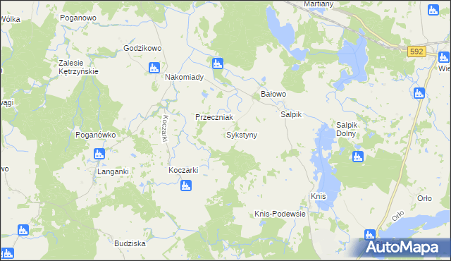 mapa Sykstyny, Sykstyny na mapie Targeo