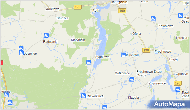 mapa Sypniewo gmina Margonin, Sypniewo gmina Margonin na mapie Targeo