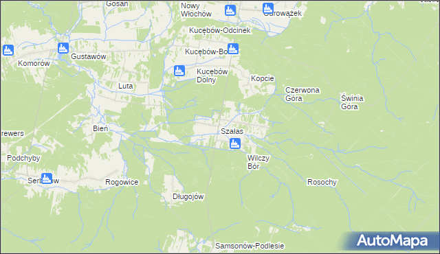 mapa Szałas gmina Zagnańsk, Szałas gmina Zagnańsk na mapie Targeo