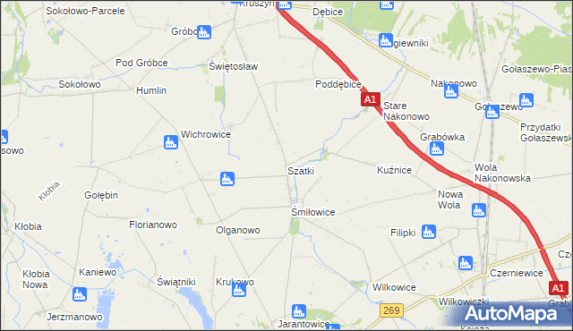 mapa Szatki gmina Choceń, Szatki gmina Choceń na mapie Targeo