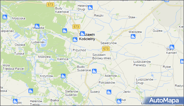 mapa Szczawin Borowy-Wieś, Szczawin Borowy-Wieś na mapie Targeo