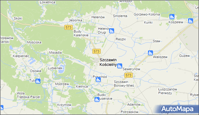mapa Szczawin Kościelny, Szczawin Kościelny na mapie Targeo