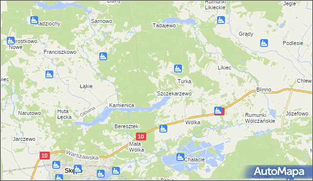 mapa Szczekarzewo, Szczekarzewo na mapie Targeo