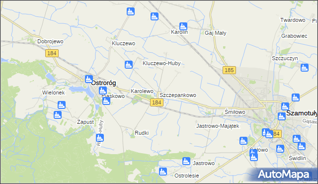 mapa Szczepankowo gmina Ostroróg, Szczepankowo gmina Ostroróg na mapie Targeo