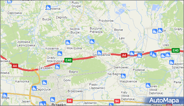 mapa Szczepanów gmina Brzesko, Szczepanów gmina Brzesko na mapie Targeo
