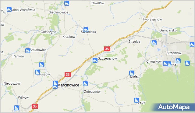 mapa Szczepanów gmina Marcinowice, Szczepanów gmina Marcinowice na mapie Targeo