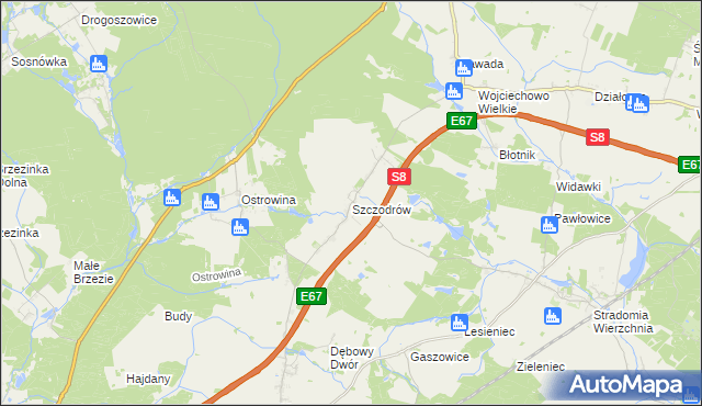 mapa Szczodrów, Szczodrów na mapie Targeo