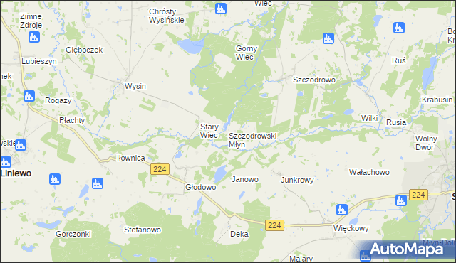 mapa Szczodrowski Młyn, Szczodrowski Młyn na mapie Targeo