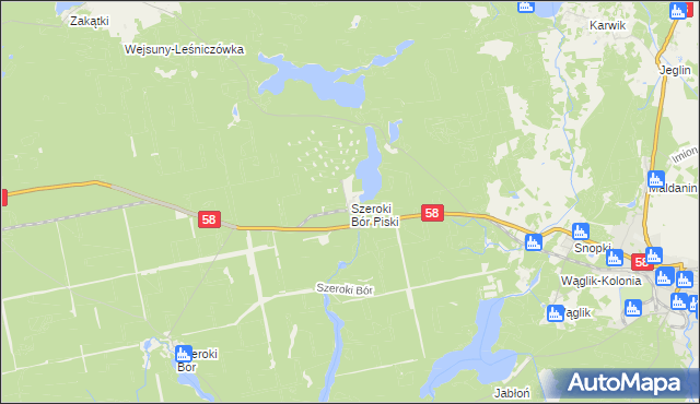 mapa Szeroki Bór Piski, Szeroki Bór Piski na mapie Targeo