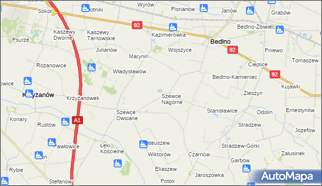 mapa Szewce Nagórne, Szewce Nagórne na mapie Targeo