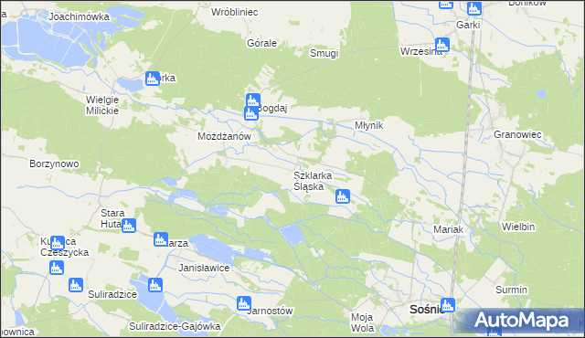 mapa Szklarka Śląska, Szklarka Śląska na mapie Targeo