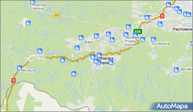 mapa Szklarska Poręba, Szklarska Poręba na mapie Targeo