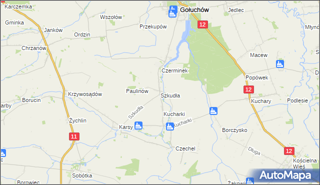 mapa Szkudła, Szkudła na mapie Targeo