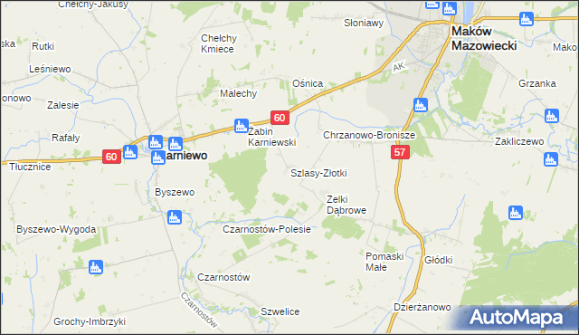 mapa Szlasy-Złotki, Szlasy-Złotki na mapie Targeo