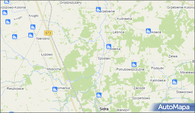 mapa Szostaki gmina Sidra, Szostaki gmina Sidra na mapie Targeo