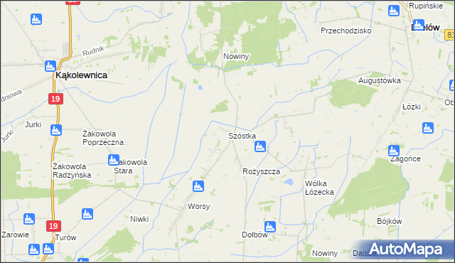 mapa Szóstka gmina Drelów, Szóstka gmina Drelów na mapie Targeo