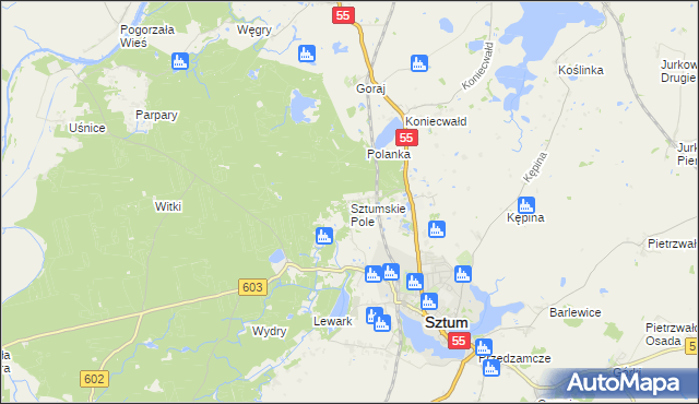 mapa Sztumskie Pole, Sztumskie Pole na mapie Targeo