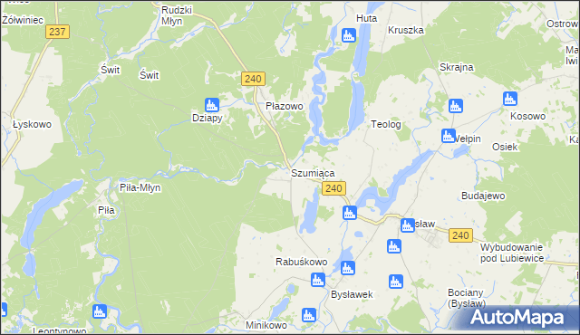 mapa Szumiąca gmina Lubiewo, Szumiąca gmina Lubiewo na mapie Targeo