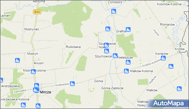 mapa Szychowice, Szychowice na mapie Targeo