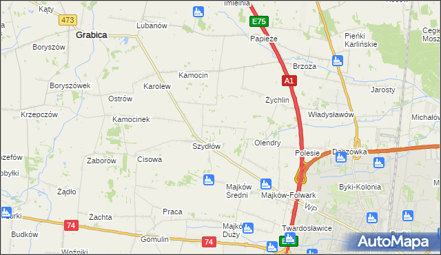 mapa Szydłów-Kolonia, Szydłów-Kolonia na mapie Targeo
