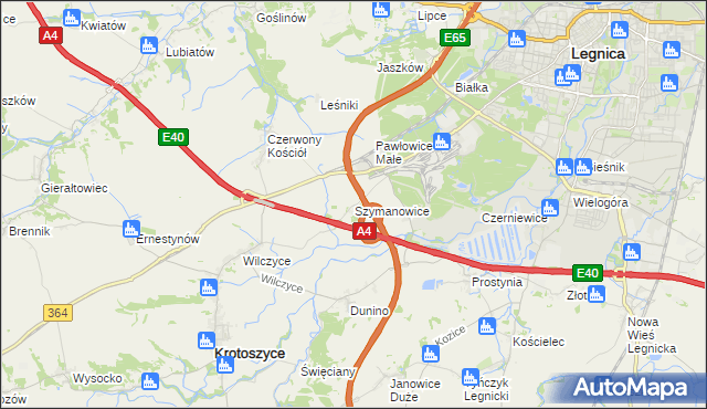 mapa Szymanowice gmina Krotoszyce, Szymanowice gmina Krotoszyce na mapie Targeo