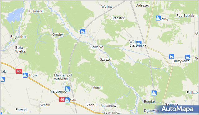 mapa Szyszki gmina Szczekociny, Szyszki gmina Szczekociny na mapie Targeo