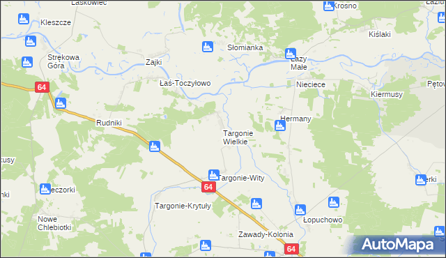 mapa Targonie Wielkie, Targonie Wielkie na mapie Targeo