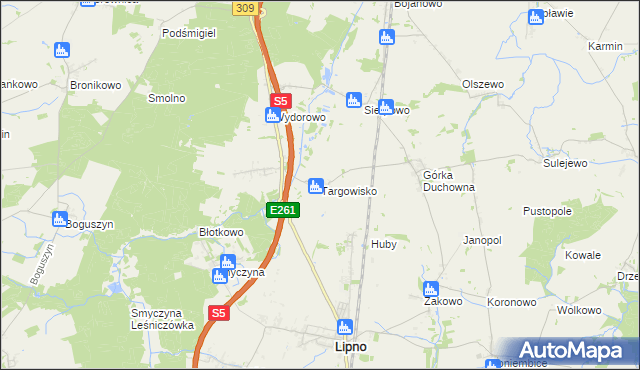 mapa Targowisko gmina Lipno, Targowisko gmina Lipno na mapie Targeo