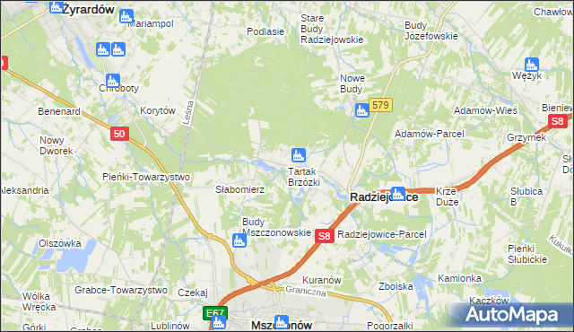 mapa Tartak Brzózki, Tartak Brzózki na mapie Targeo