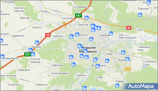 mapa Tomaszów Mazowiecki, Tomaszów Mazowiecki na mapie Targeo