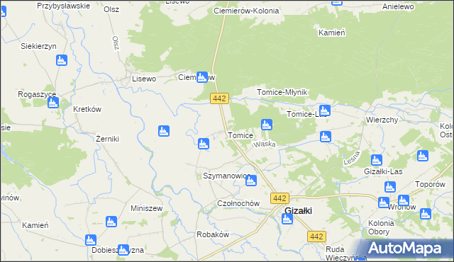 mapa Tomice gmina Gizałki, Tomice gmina Gizałki na mapie Targeo