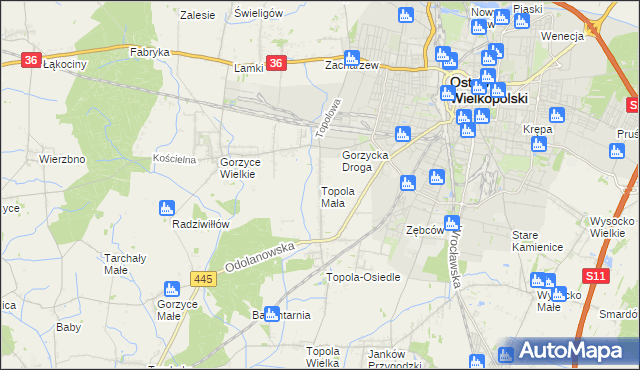 mapa Topola Mała, Topola Mała na mapie Targeo