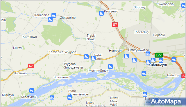 mapa Trębki Stare, Trębki Stare na mapie Targeo