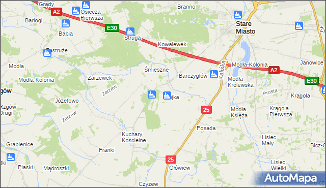mapa Trójka gmina Stare Miasto, Trójka gmina Stare Miasto na mapie Targeo