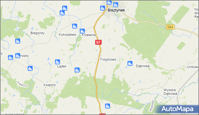 mapa Troszkowo, Troszkowo na mapie Targeo