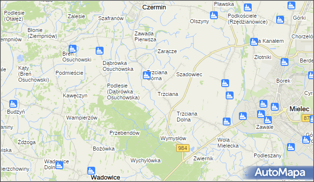 mapa Trzciana gmina Czermin, Trzciana gmina Czermin na mapie Targeo