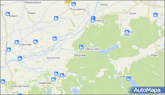 mapa Trzebicz-Młyn, Trzebicz-Młyn na mapie Targeo