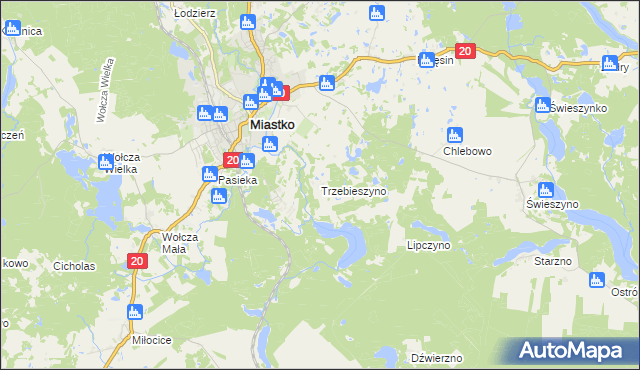 mapa Trzebieszyno, Trzebieszyno na mapie Targeo