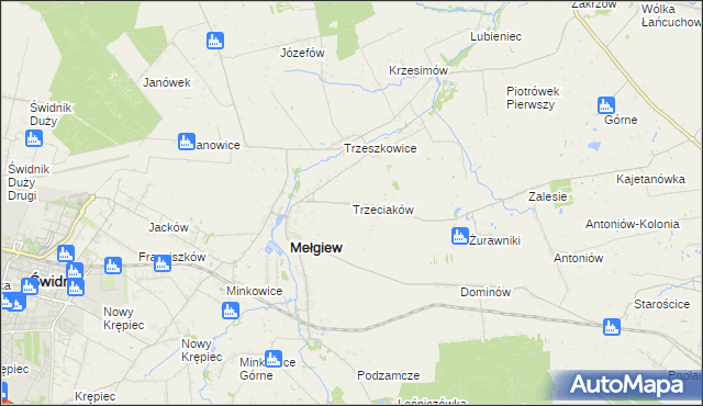 mapa Trzeciaków, Trzeciaków na mapie Targeo