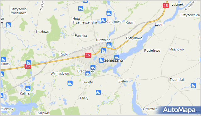mapa Trzemeszno powiat gnieźnieński, Trzemeszno powiat gnieźnieński na mapie Targeo