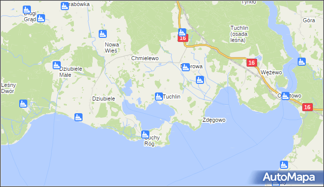 mapa Tuchlin gmina Orzysz, Tuchlin gmina Orzysz na mapie Targeo