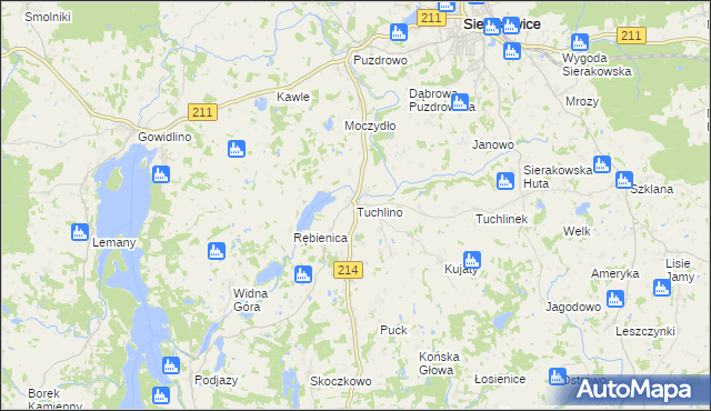 mapa Tuchlino, Tuchlino na mapie Targeo