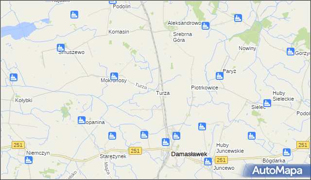 mapa Turza gmina Damasławek, Turza gmina Damasławek na mapie Targeo