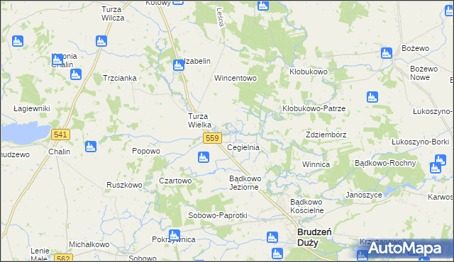 mapa Turza Mała gmina Brudzeń Duży, Turza Mała gmina Brudzeń Duży na mapie Targeo