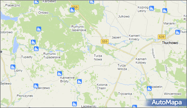 mapa Turza Nowa, Turza Nowa na mapie Targeo
