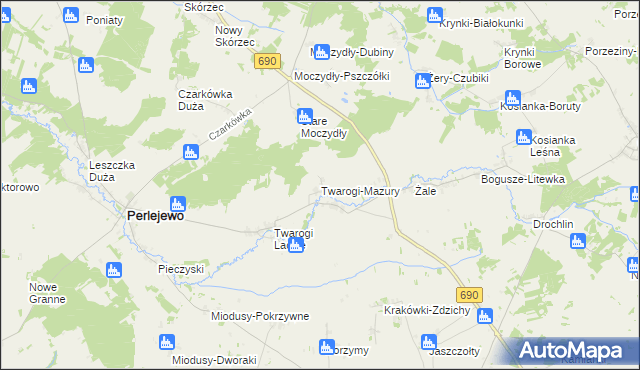 mapa Twarogi-Mazury, Twarogi-Mazury na mapie Targeo