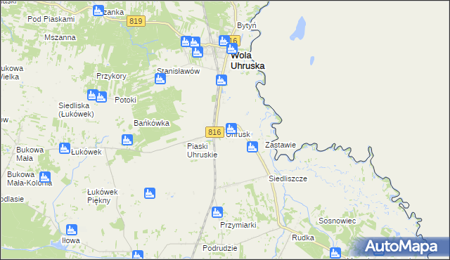 mapa Uhrusk, Uhrusk na mapie Targeo