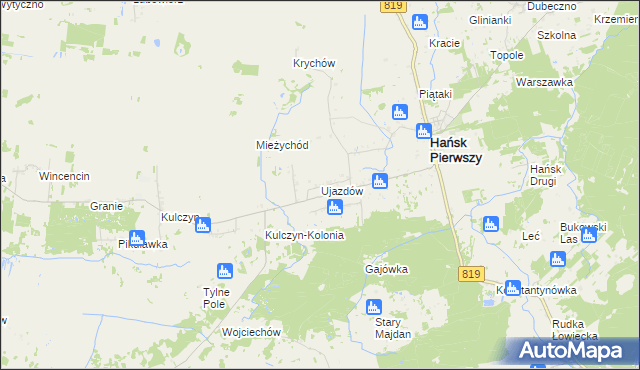 mapa Ujazdów gmina Hańsk, Ujazdów gmina Hańsk na mapie Targeo
