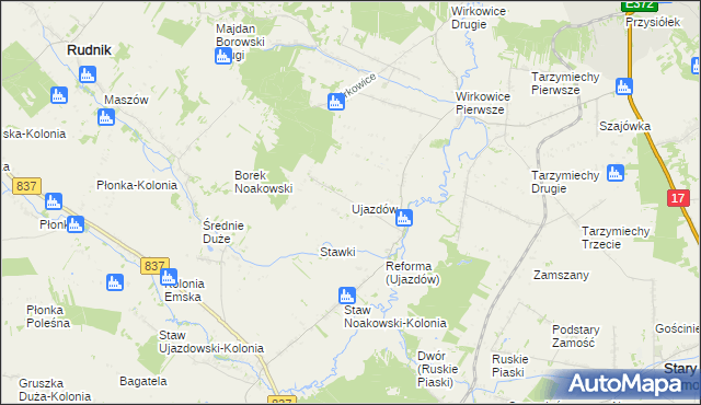 mapa Ujazdów gmina Nielisz, Ujazdów gmina Nielisz na mapie Targeo