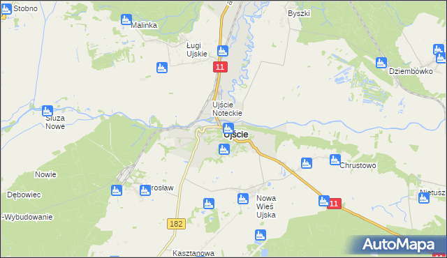 mapa Ujście powiat pilski, Ujście powiat pilski na mapie Targeo